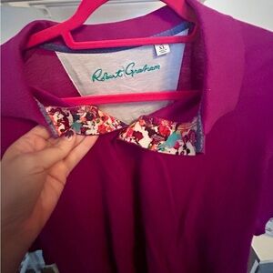 Robert Graham Polo Shirt Men's XL Adult Fuchsia Casual Golf
